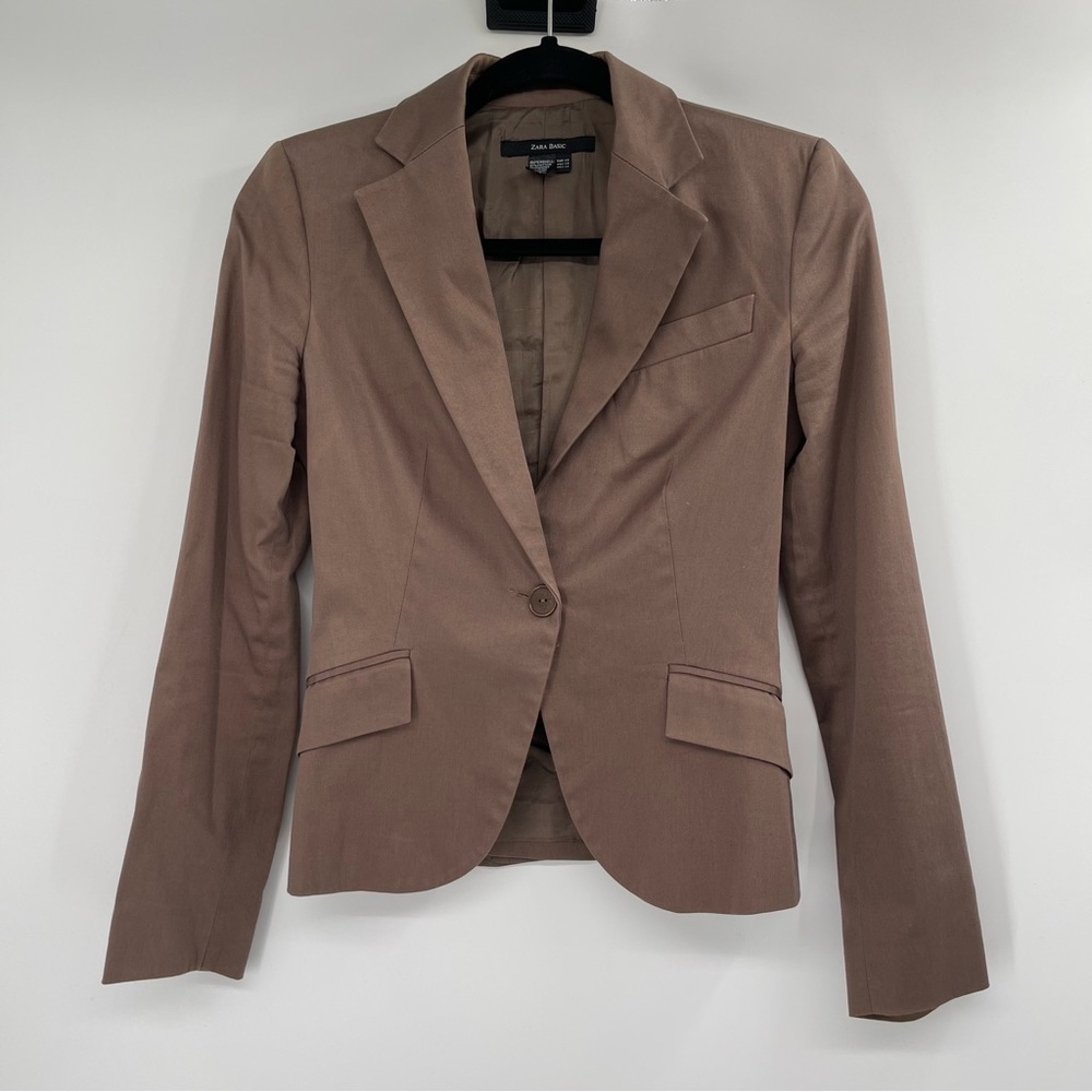 Zara Basics “Glen” Women’s One Button Blazer